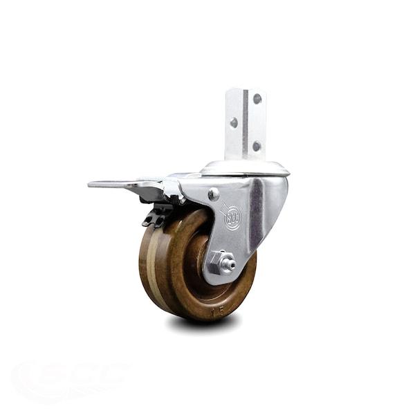 3 Inch High Temp Phenolic Swivel 7/8 Inch Square Stem Caster Total Lock Brake